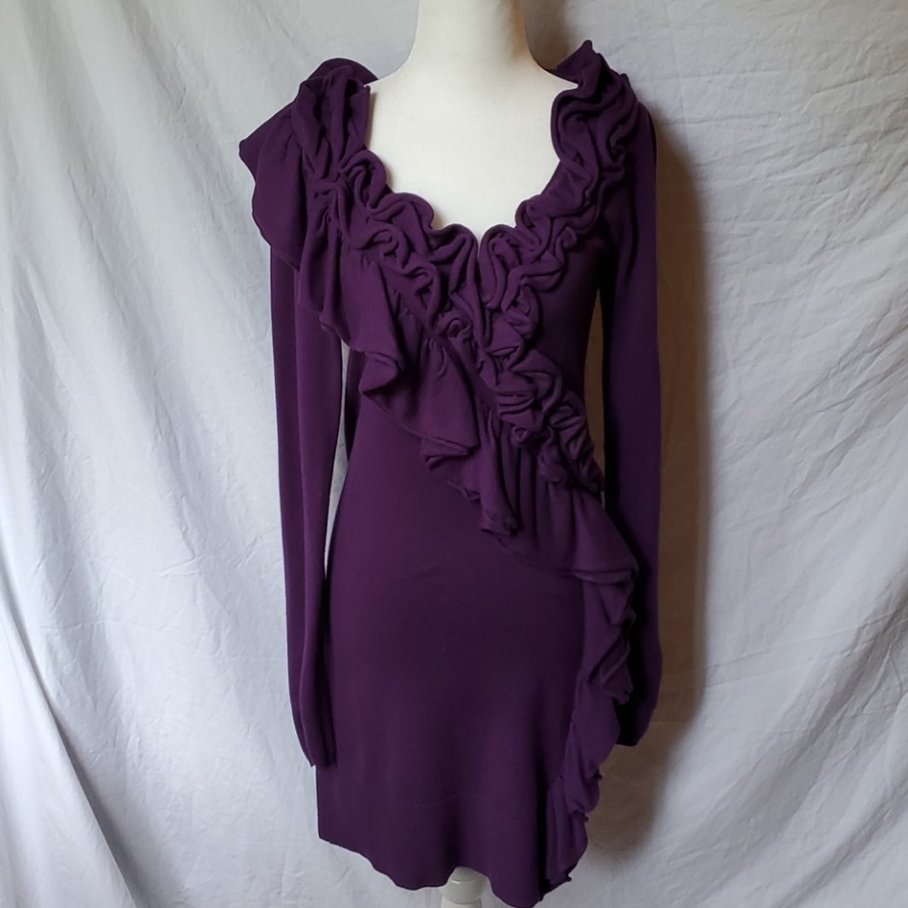 Ruffled Fitted Sweater Dress